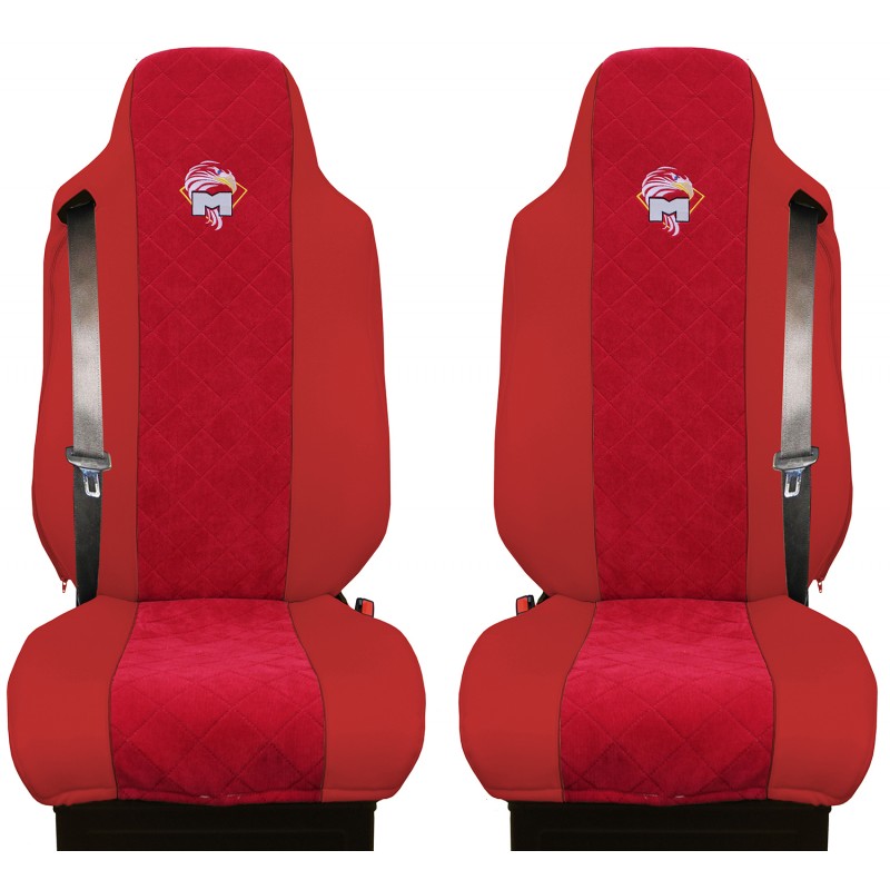 Schonbezüge Auto Sitzbezüge Kunstleder - Stoff für LKW MAN TGA TGS TGM TGL TGX Rot - Rot