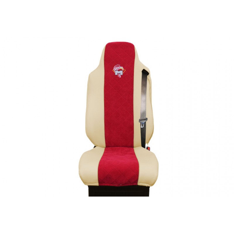 Schonbezüge Auto Sitzbezüge Kunstleder - Stoff für LKW MAN TGA TGS TGM TGL TGX Beige - Rot