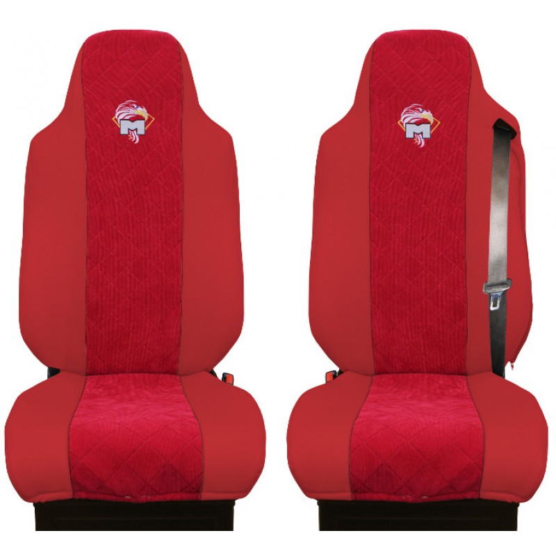 Schonbezüge Auto Sitzbezüge Kunstleder - Stoff für LKW MAN TGA TGS TGM TGL TGX Rot - Rot