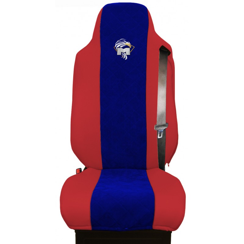 Schonbezüge Auto Sitzbezüge Kunstleder - Stoff für LKW MAN TGA TGS TGM TGL TGX Rot - Blau