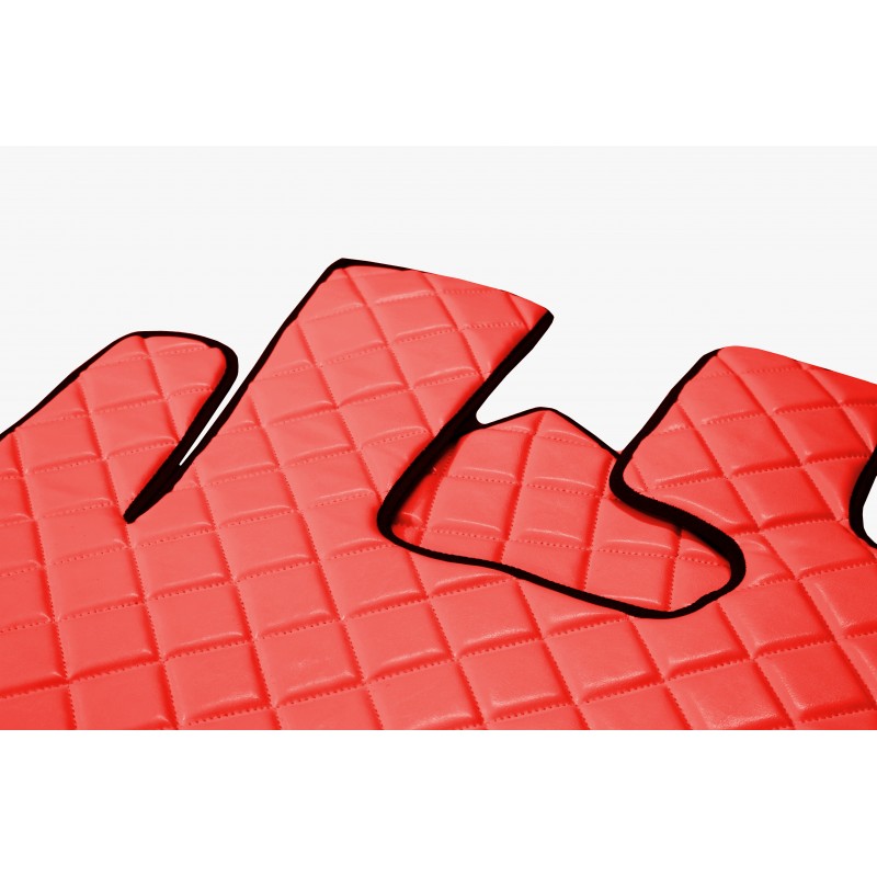 Fußmatten + Tunnelabdeckung aus Kunstleder in Rot passend für DAF 105 XF ab 2012 Automatik Getriebe