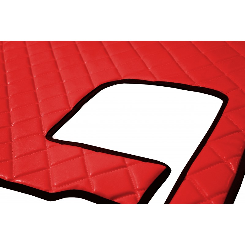 Fußmatten + Tunnelabdeckung aus Kunstleder in Rot passend für Mercedes Actros MP2 ab 2004 / MP3 ab 2008 Automatik Getriebe