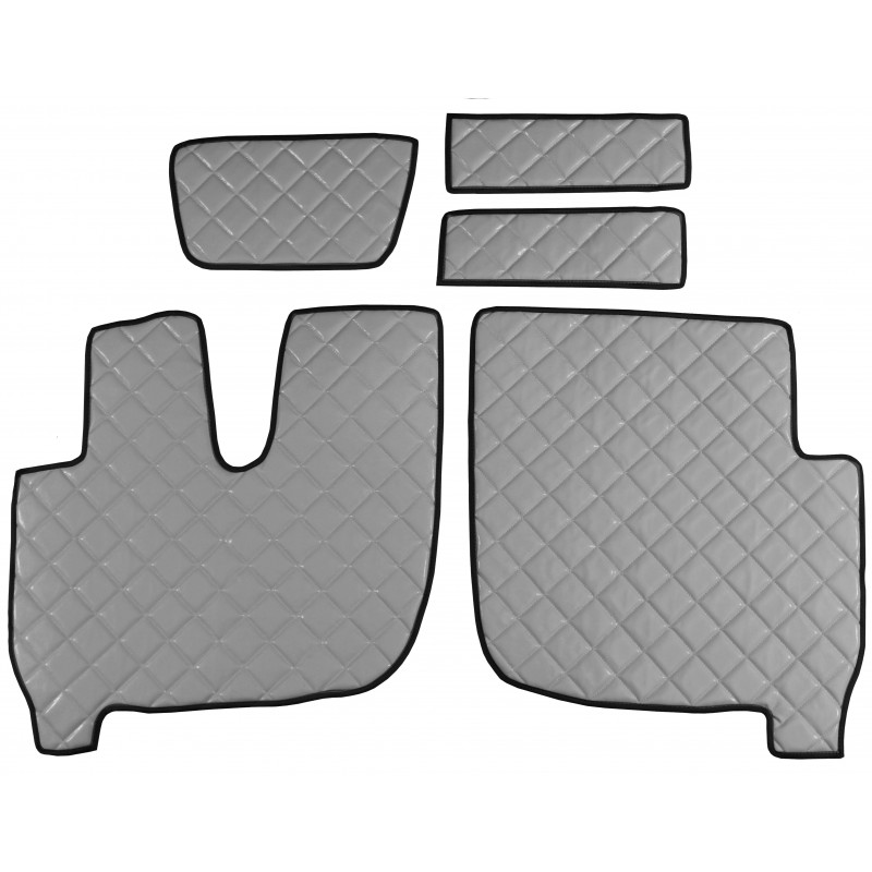 Fußmatten + Tunnelabdeckung aus Kunstleder in Grau passend für Iveco Ecostralis ab 2013 Automatik Getriebe