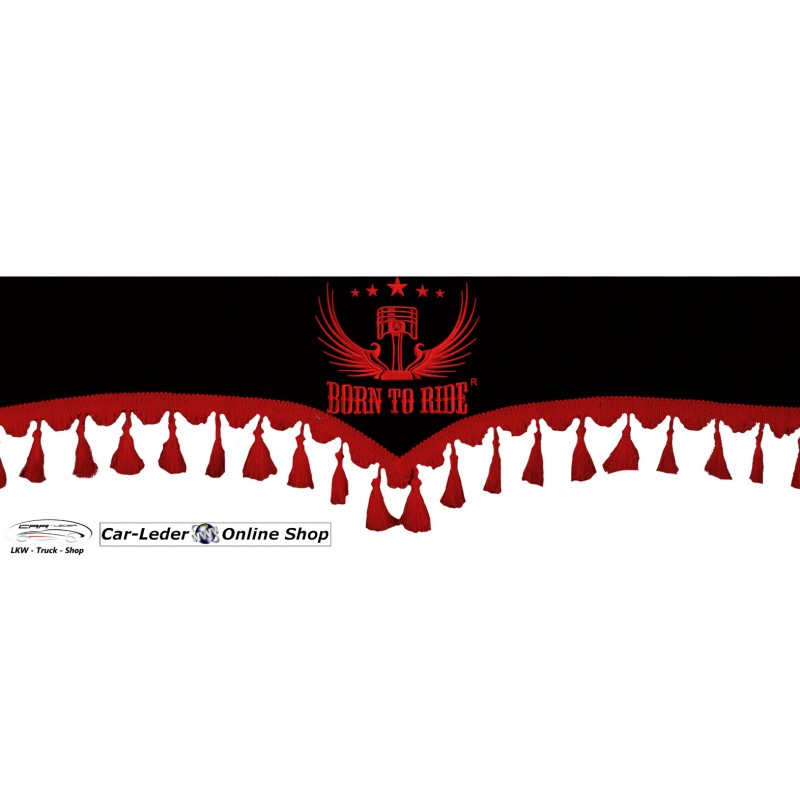 LKW Frontscheibenborde Gardinen Vorhänge Schwarz Rot passend für